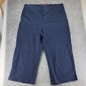 Gloria Vanderbilt Pull On Navy Blue Cropped Straight Pants High Rise Womens XXL